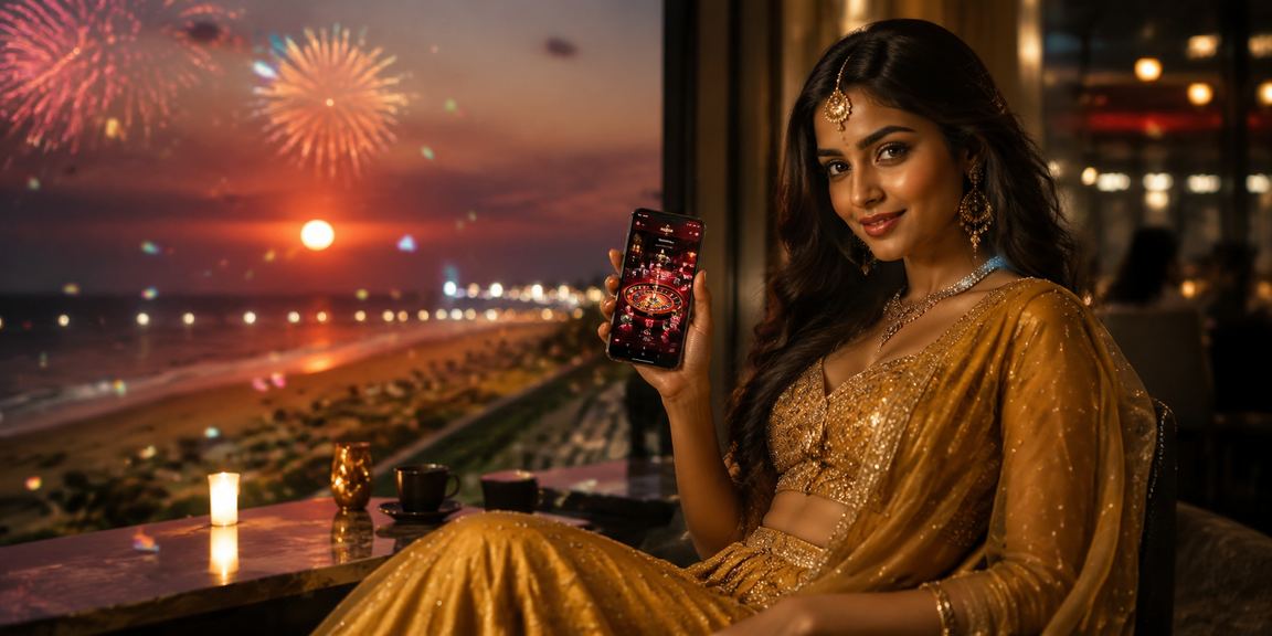 View of Chennai casino app showcasing a woman with traditional Lehenga